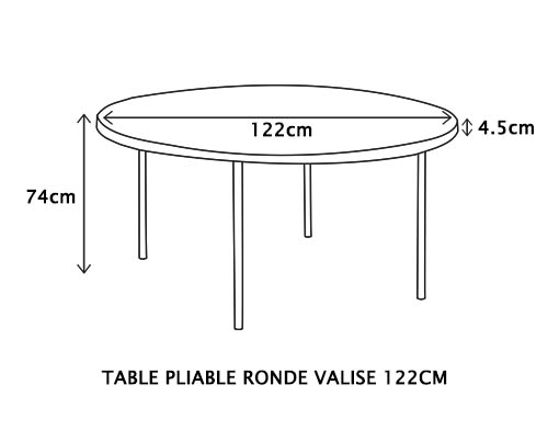 Table pliante Ronde valise 122cm, Table et Chaise Pliante Polyéthylène,  Mobilier Pliant PVC 